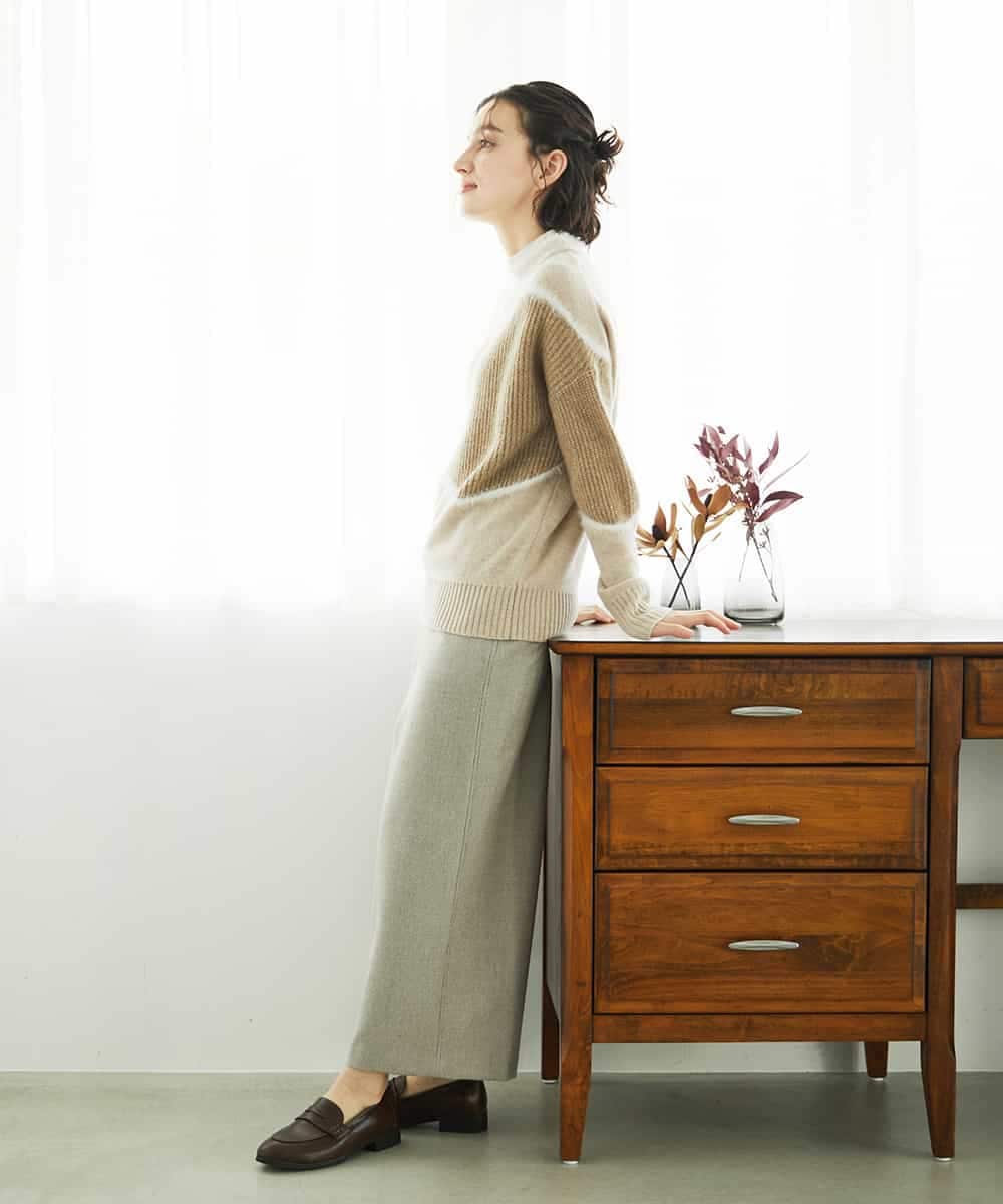 NHLAF86230 GIANNI LO GIUDICE(小さいサイズ)(メゾン ドゥ サンク) 両面起毛ワイドストレートパンツ アイボリー