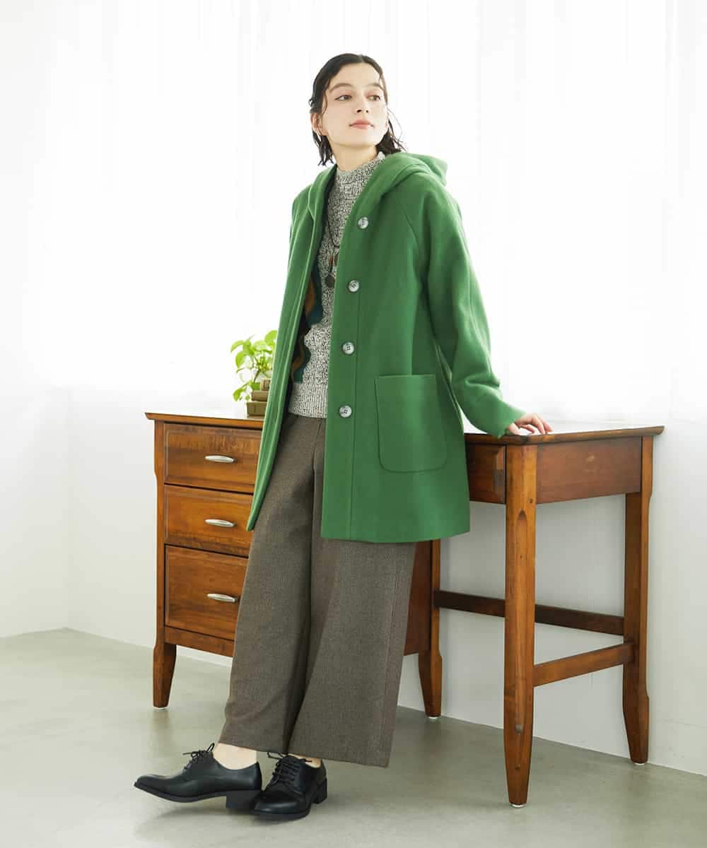 NHLAF86230 GIANNI LO GIUDICE(小さいサイズ)(メゾン ドゥ サンク) 両面起毛ワイドストレートパンツ アイボリー