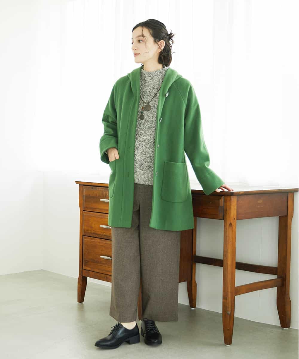 NHLAF86230 GIANNI LO GIUDICE(小さいサイズ)(メゾン ドゥ サンク) 両面起毛ワイドストレートパンツ アイボリー