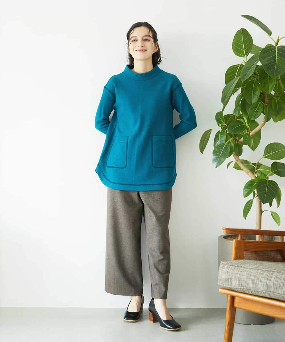 NHLAF86230 GIANNI LO GIUDICE(小さいサイズ)(メゾン ドゥ サンク) 両面起毛ワイドストレートパンツ アイボリー