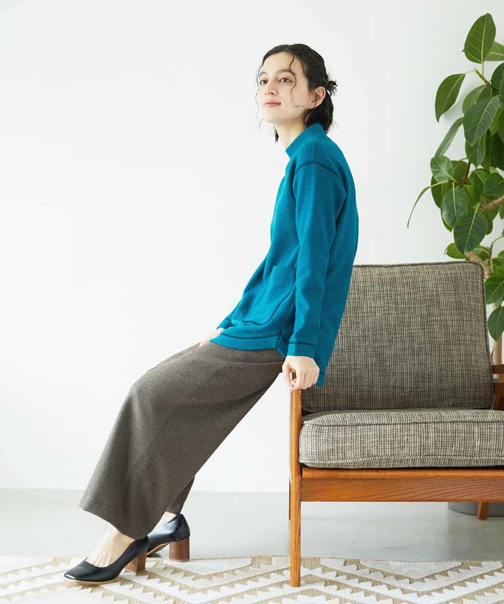 NHLAF86230 GIANNI LO GIUDICE(小さいサイズ)(メゾン ドゥ サンク) 両面起毛ワイドストレートパンツ アイボリー