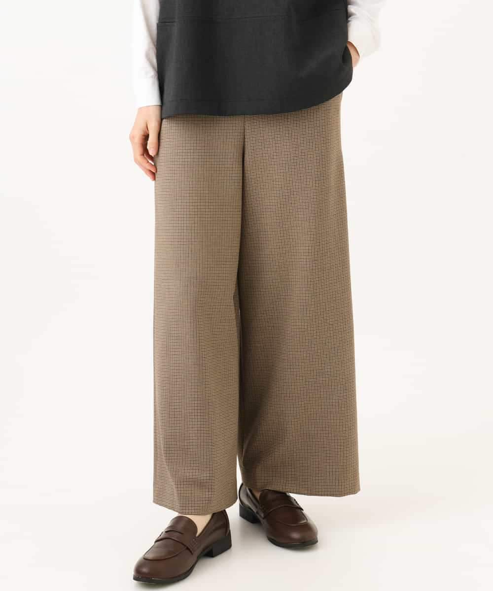 NHLAI89210 GIANNI LO GIUDICE(小さいサイズ)(メゾン ドゥ サンク) [セットアップ対応]チェック柄ワイドストレートパンツ ベージュ