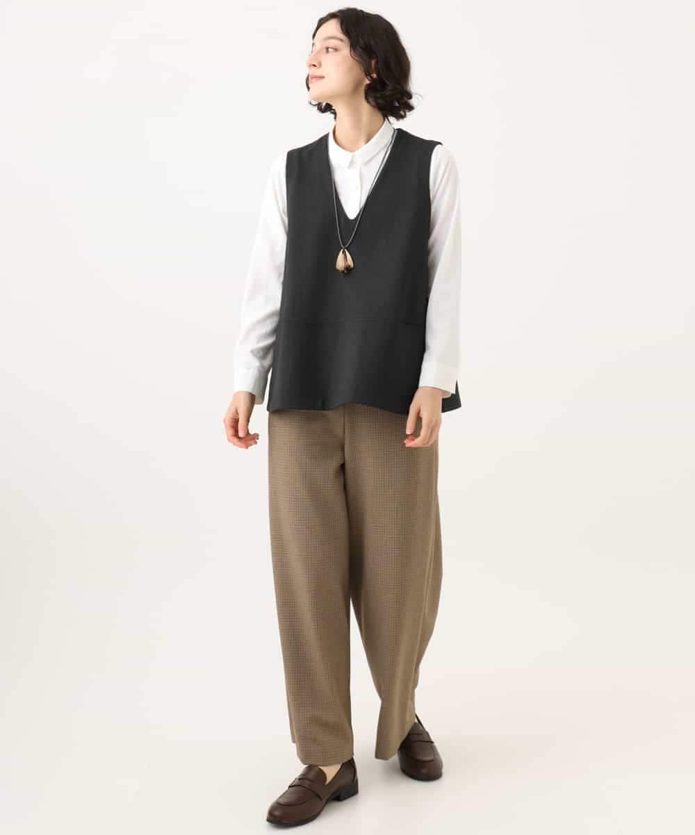 NHLAI89210 GIANNI LO GIUDICE(小さいサイズ)(メゾン ドゥ サンク) [セットアップ対応]チェック柄ワイドストレートパンツ グレー