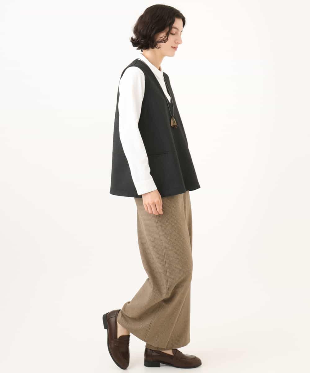 NHLAI89210 GIANNI LO GIUDICE(小さいサイズ)(メゾン ドゥ サンク) [セットアップ対応]チェック柄ワイドストレートパンツ グレー