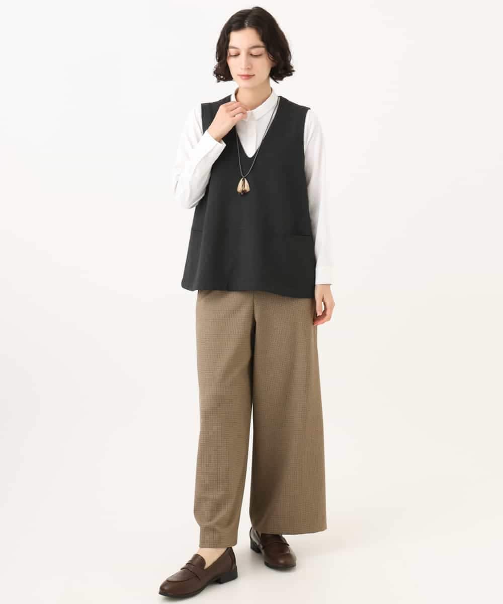 NHLAI89210 GIANNI LO GIUDICE(小さいサイズ)(メゾン ドゥ サンク) [セットアップ対応]チェック柄ワイドストレートパンツ グレー