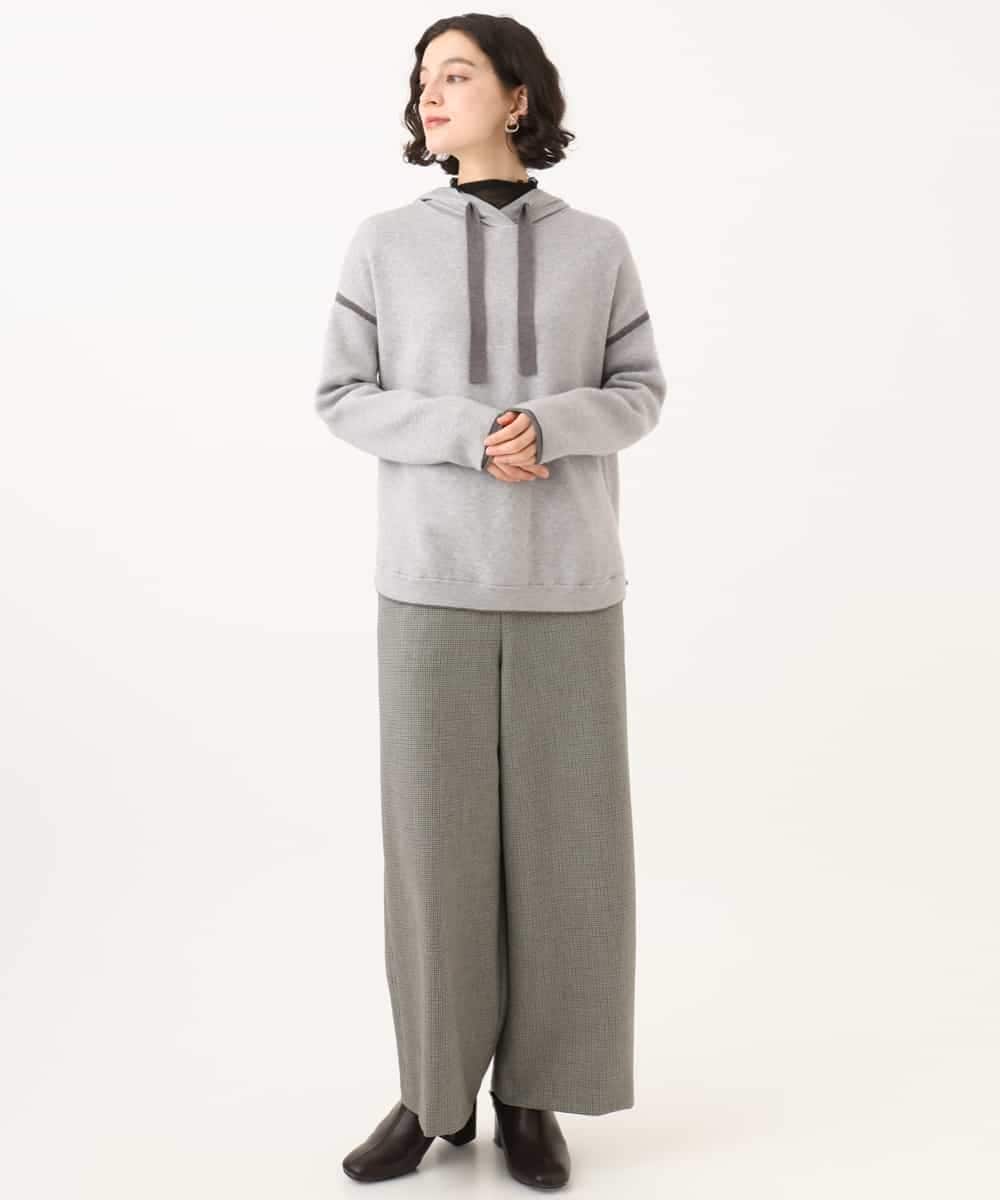 NHLAI89210 GIANNI LO GIUDICE(小さいサイズ)(メゾン ドゥ サンク) [セットアップ対応]チェック柄ワイドストレートパンツ グレー