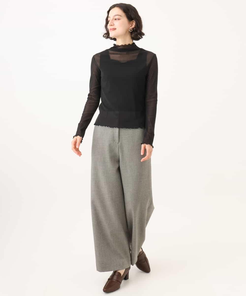 NHLAI89210 GIANNI LO GIUDICE(小さいサイズ)(メゾン ドゥ サンク) [セットアップ対応]チェック柄ワイドストレートパンツ グレー