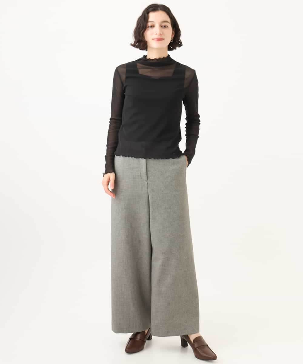 NHLAI89210 GIANNI LO GIUDICE(小さいサイズ)(メゾン ドゥ サンク) [セットアップ対応]チェック柄ワイドストレートパンツ グレー