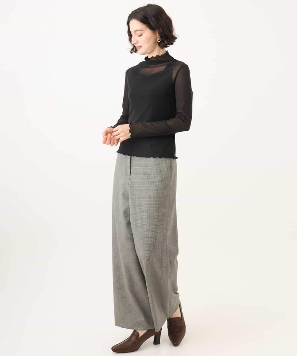 NHLAI89210 GIANNI LO GIUDICE(小さいサイズ)(メゾン ドゥ サンク) [セットアップ対応]チェック柄ワイドストレートパンツ グレー