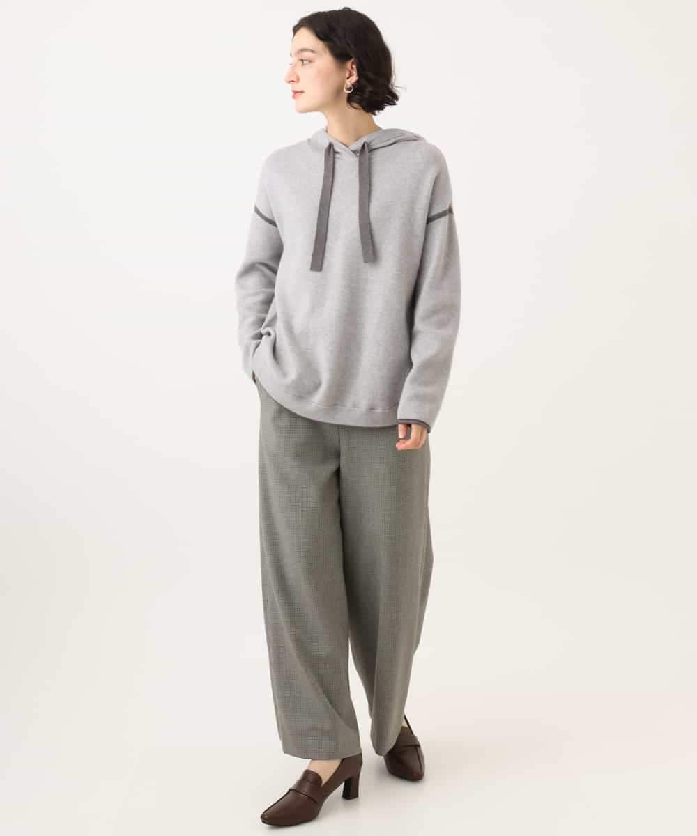 NHLAI89210 GIANNI LO GIUDICE(小さいサイズ)(メゾン ドゥ サンク) [セットアップ対応]チェック柄ワイドストレートパンツ グレー