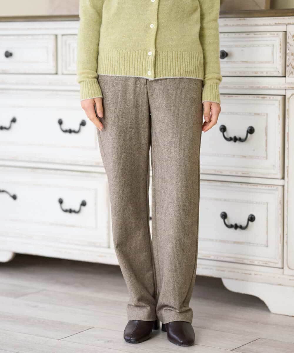 NHLAI91200 GIANNI LO GIUDICE(小さいサイズ)(メゾン ドゥ サンク) ヘリンボーンストレートパンツ ベージュ