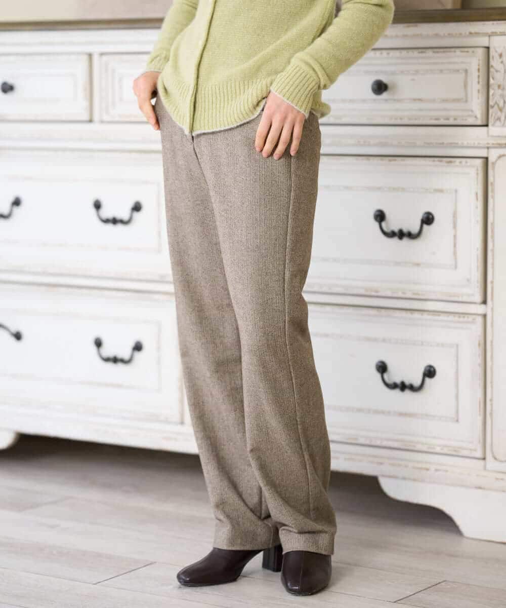 NHLAI91200 GIANNI LO GIUDICE(小さいサイズ)(メゾン ドゥ サンク) ヘリンボーンストレートパンツ ベージュ