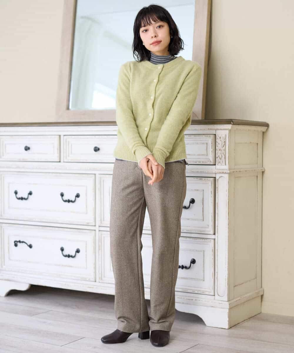 NHLAI91200 GIANNI LO GIUDICE(小さいサイズ)(メゾン ドゥ サンク) ヘリンボーンストレートパンツ ベージュ