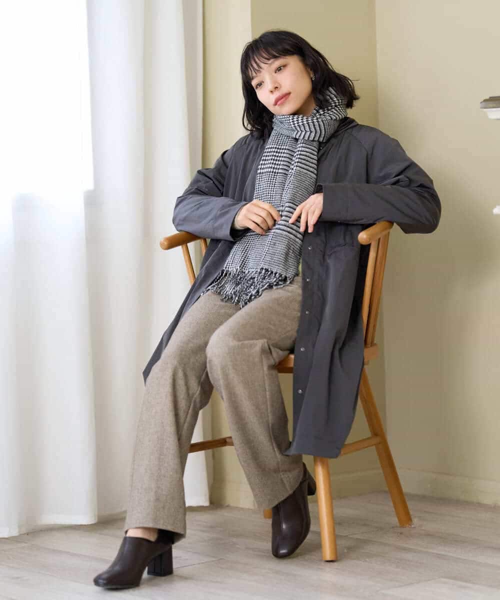 NHLAI91200 GIANNI LO GIUDICE(小さいサイズ)(メゾン ドゥ サンク) ヘリンボーンストレートパンツ ベージュ