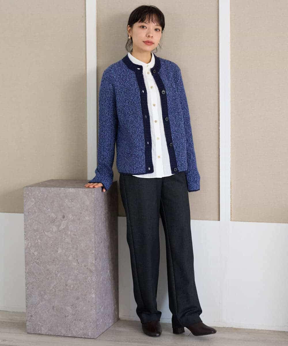 NHLAI91200 GIANNI LO GIUDICE(小さいサイズ)(メゾン ドゥ サンク) ヘリンボーンストレートパンツ ベージュ