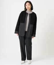 NHLAI91200 GIANNI LO GIUDICE(小さいサイズ)(メゾン ドゥ サンク) ヘリンボーンストレートパンツ ベージュ