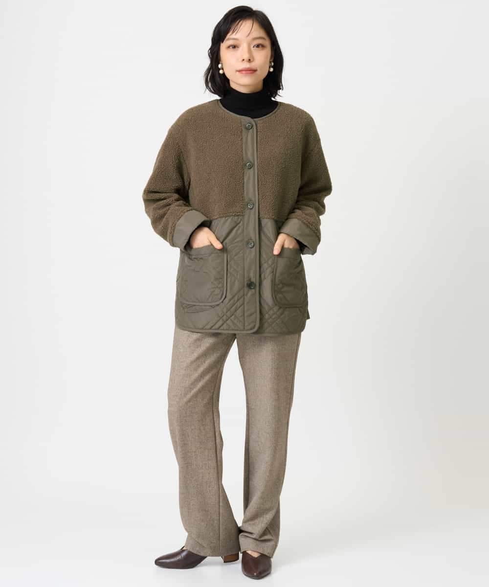 NHLAI91200 GIANNI LO GIUDICE(小さいサイズ)(メゾン ドゥ サンク) ヘリンボーンストレートパンツ ベージュ