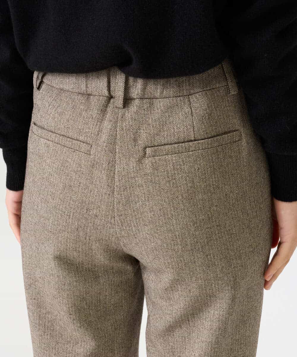 NHLAI91200 GIANNI LO GIUDICE(小さいサイズ)(メゾン ドゥ サンク) ヘリンボーンストレートパンツ ベージュ