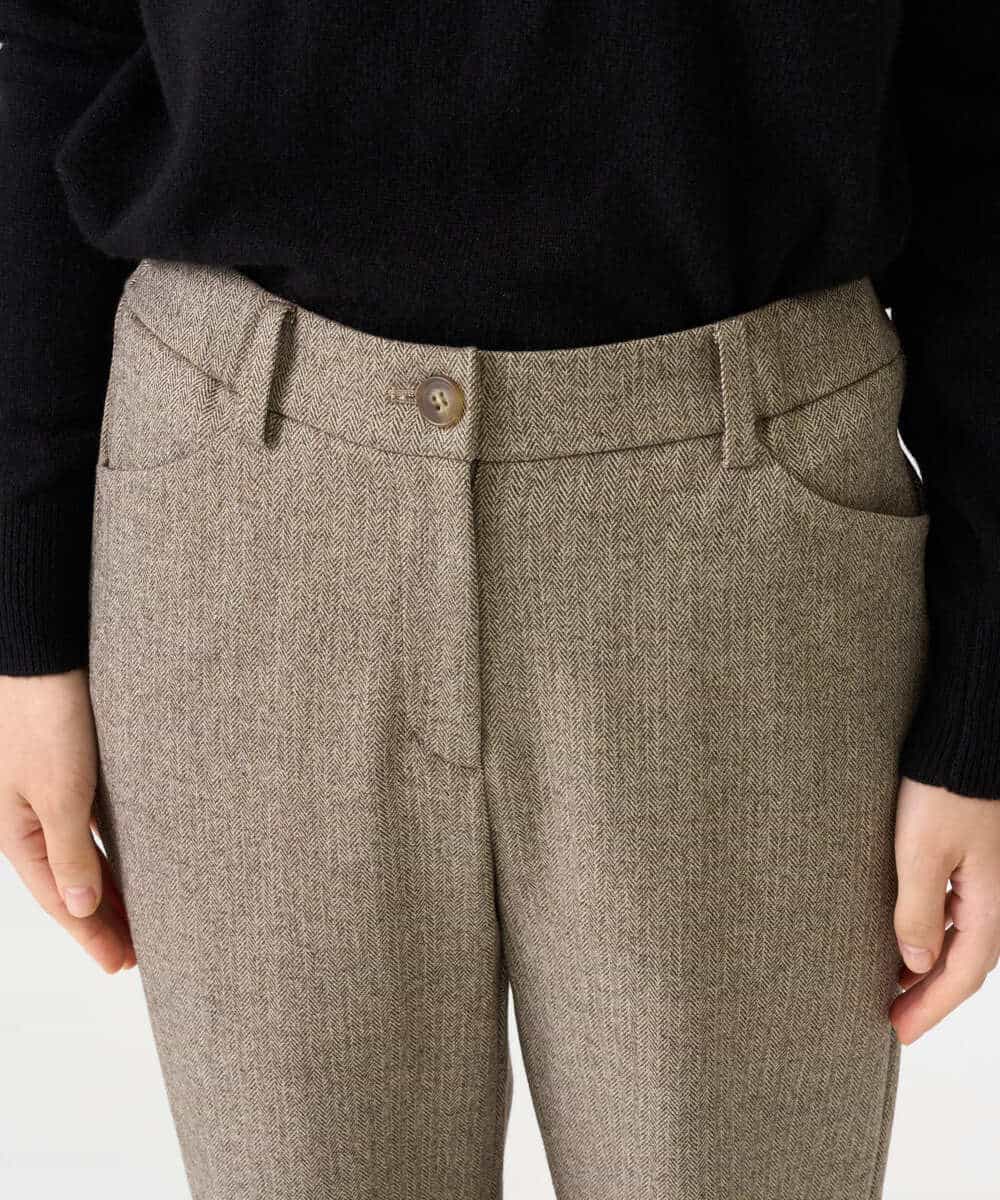 NHLAI91200 GIANNI LO GIUDICE(小さいサイズ)(メゾン ドゥ サンク) ヘリンボーンストレートパンツ ベージュ