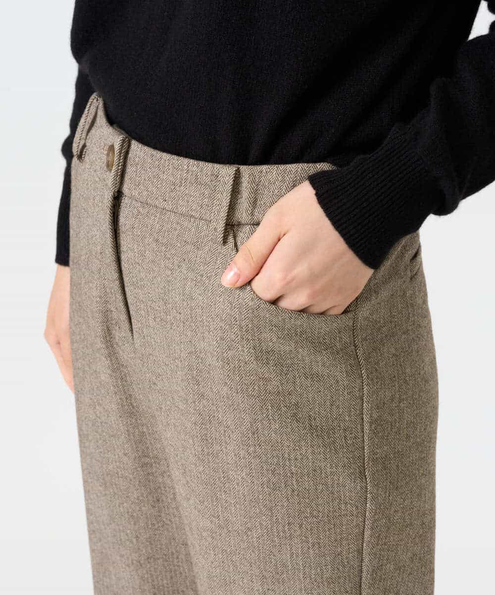NHLAI91200 GIANNI LO GIUDICE(小さいサイズ)(メゾン ドゥ サンク) ヘリンボーンストレートパンツ ベージュ