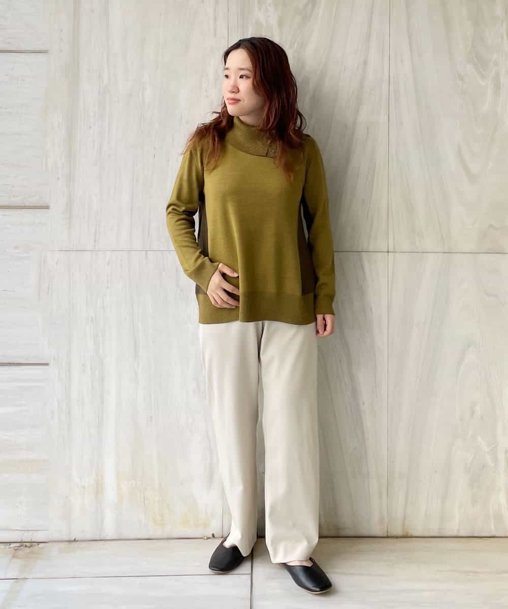 NHLAP05190 GIANNI LO GIUDICE(小さいサイズ)(メゾン ドゥ サンク) ストレッチギャバストレートパンツ ベージュ