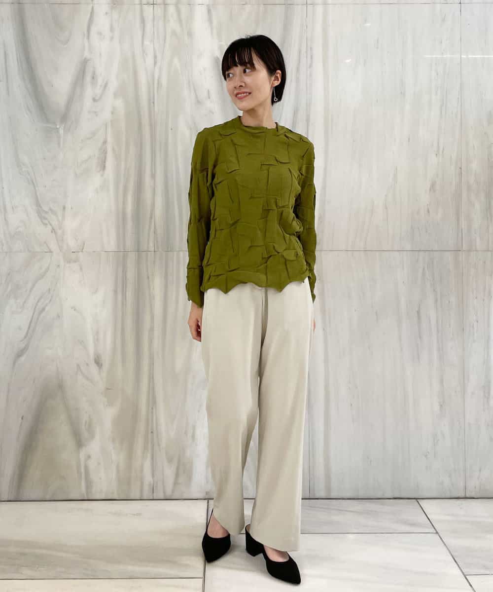 NHLAP05190 GIANNI LO GIUDICE(小さいサイズ)(メゾン ドゥ サンク) ストレッチギャバストレートパンツ ベージュ