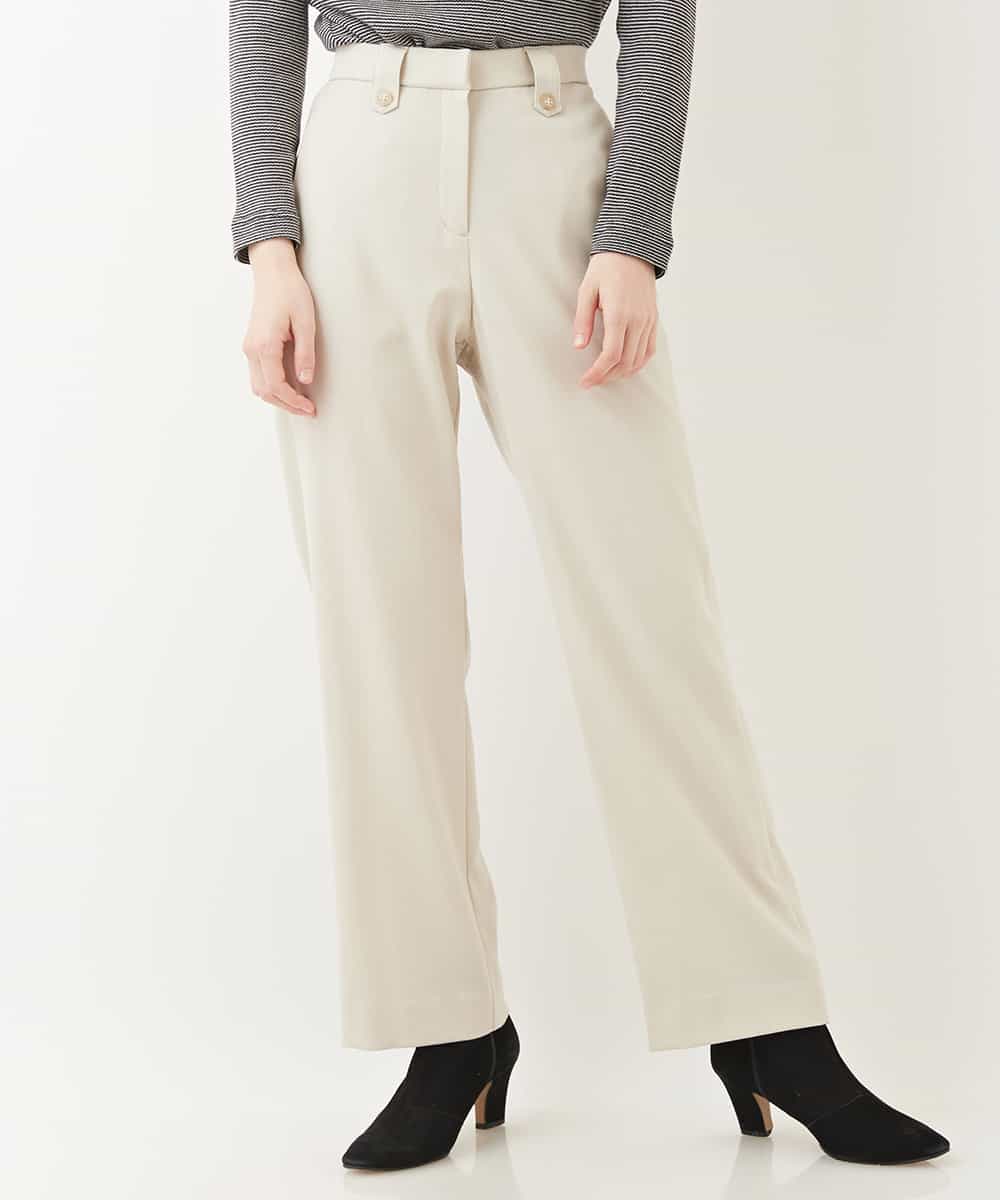 NHLAP05190 GIANNI LO GIUDICE(小さいサイズ)(メゾン ドゥ サンク) ストレッチギャバストレートパンツ ベージュ