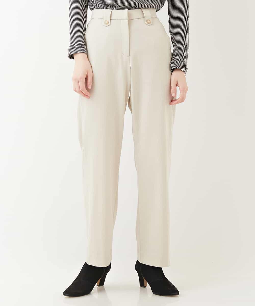 NHLAP05190 GIANNI LO GIUDICE(小さいサイズ)(メゾン ドゥ サンク) ストレッチギャバストレートパンツ ベージュ