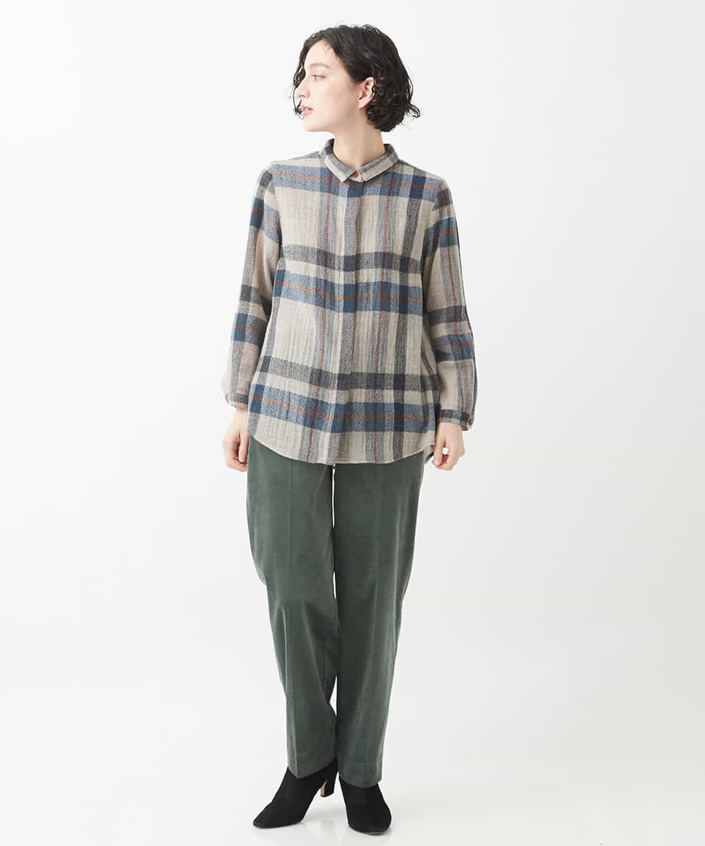 NHLAQ03250 GIANNI LO GIUDICE(小さいサイズ)(メゾン ドゥ サンク) 【洗える】別珍カジュアルパンツ グリーングレー