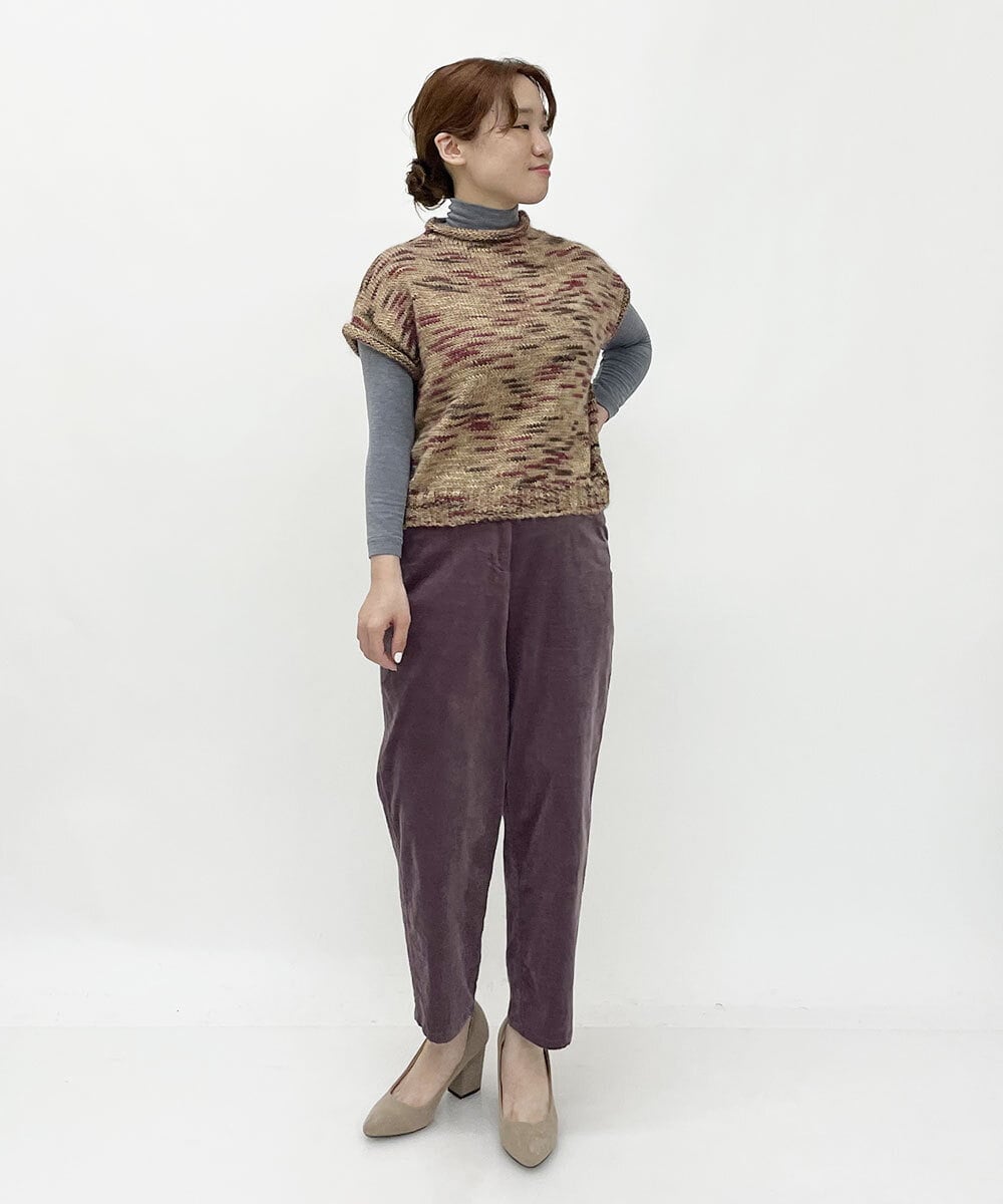 NHLAS36250 GIANNI LO GIUDICE(小さいサイズ)(メゾン ドゥ サンク) 別珍ストレッチテーパードパンツ ベージュ