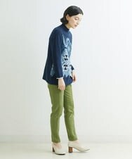 NHLAT21270 GIANNI LO GIUDICE(小さいサイズ)(メゾン ドゥ サンク) 裏起毛ストレッチスリムパンツ グリーン