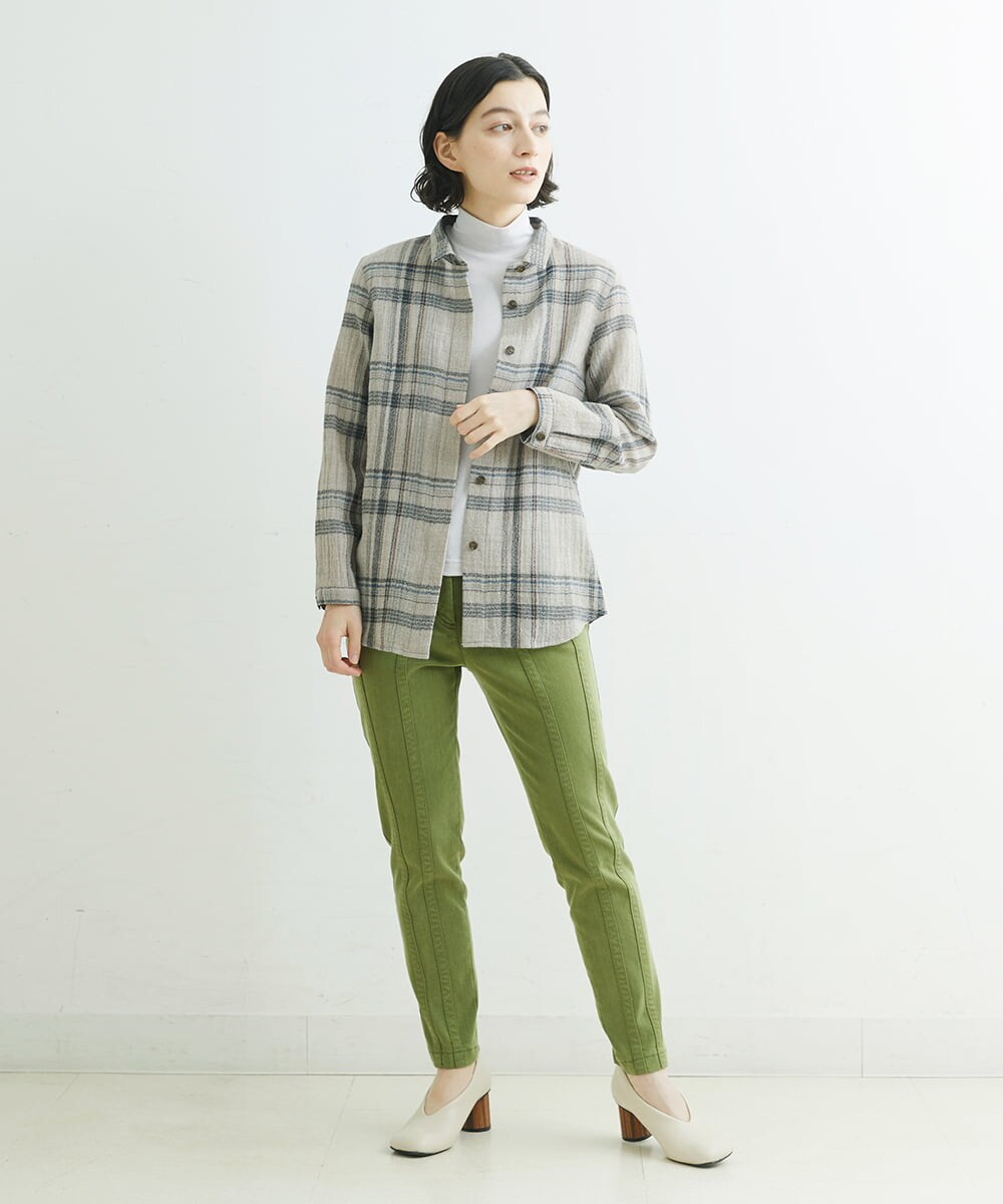 NHLAT21270 GIANNI LO GIUDICE(小さいサイズ)(メゾン ドゥ サンク) 裏起毛ストレッチスリムパンツ グリーン