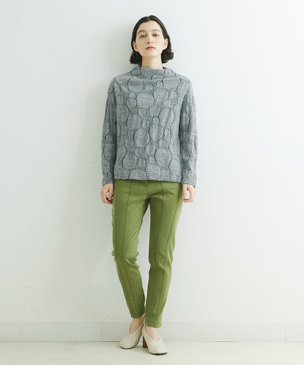 NHLAT21270 GIANNI LO GIUDICE(小さいサイズ)(メゾン ドゥ サンク) 裏起毛ストレッチスリムパンツ グリーン