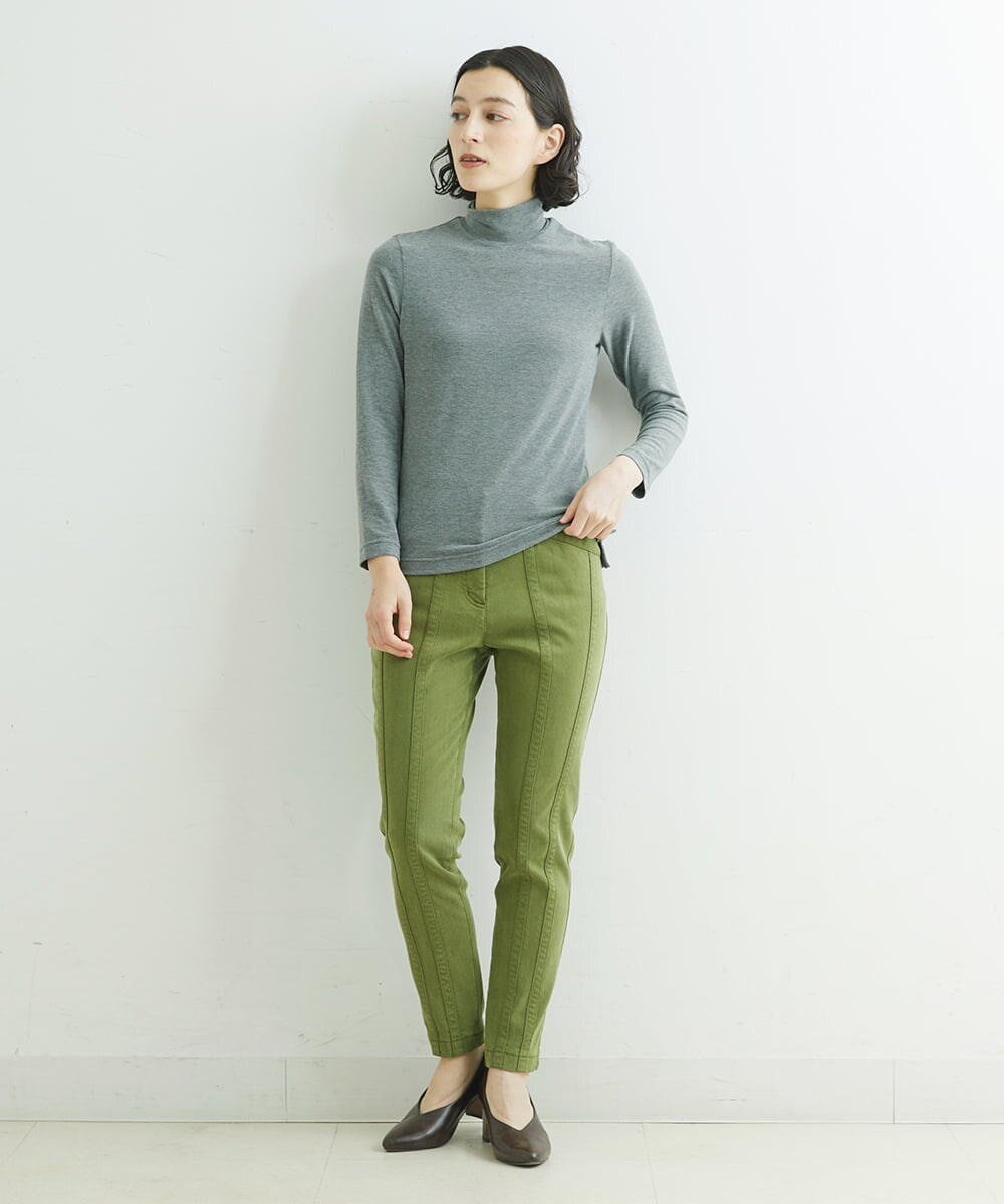 NHLAT21270 GIANNI LO GIUDICE(小さいサイズ)(メゾン ドゥ サンク) 裏起毛ストレッチスリムパンツ グリーン