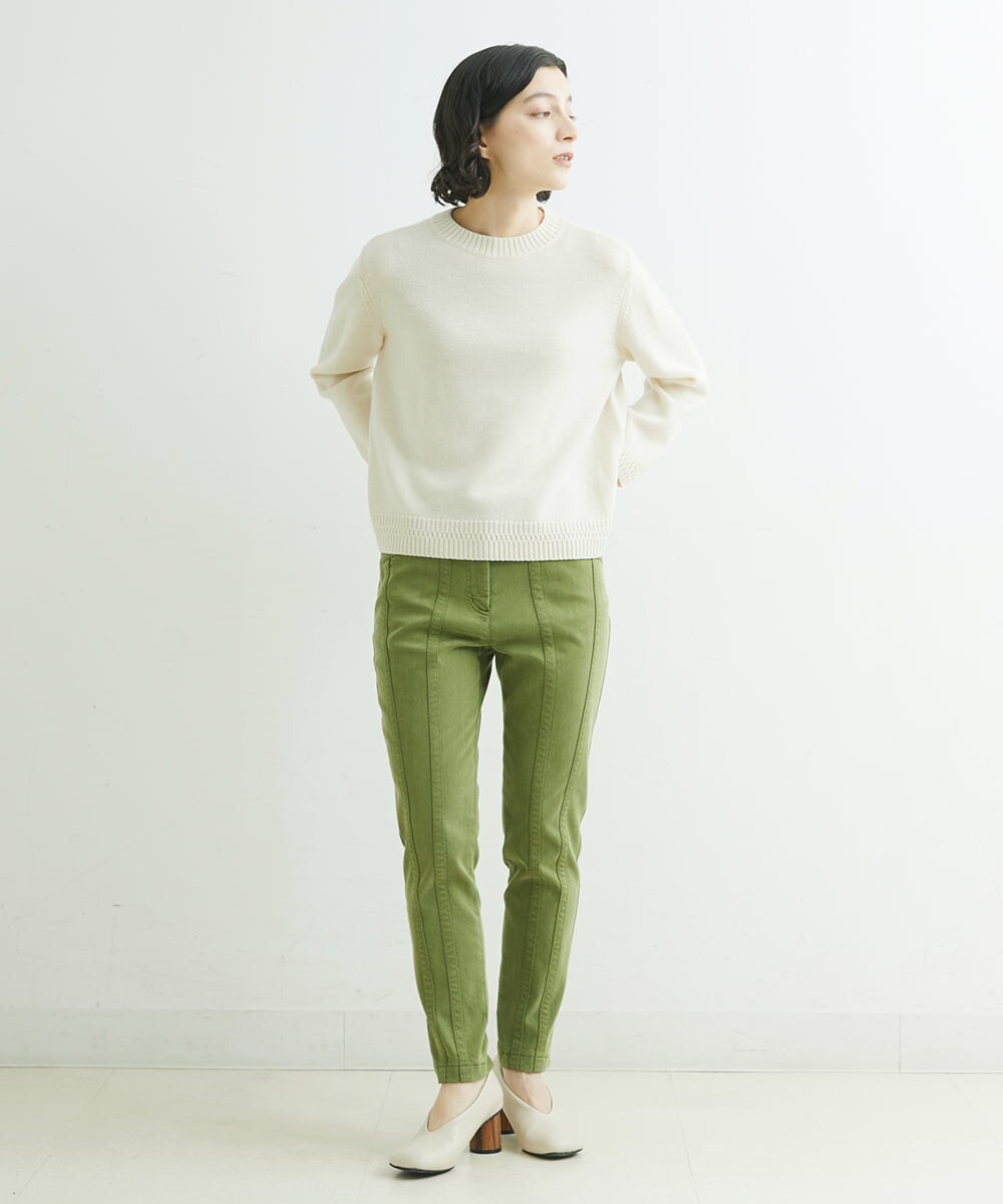 NHLAT21270 GIANNI LO GIUDICE(小さいサイズ)(メゾン ドゥ サンク) 裏起毛ストレッチスリムパンツ グリーン