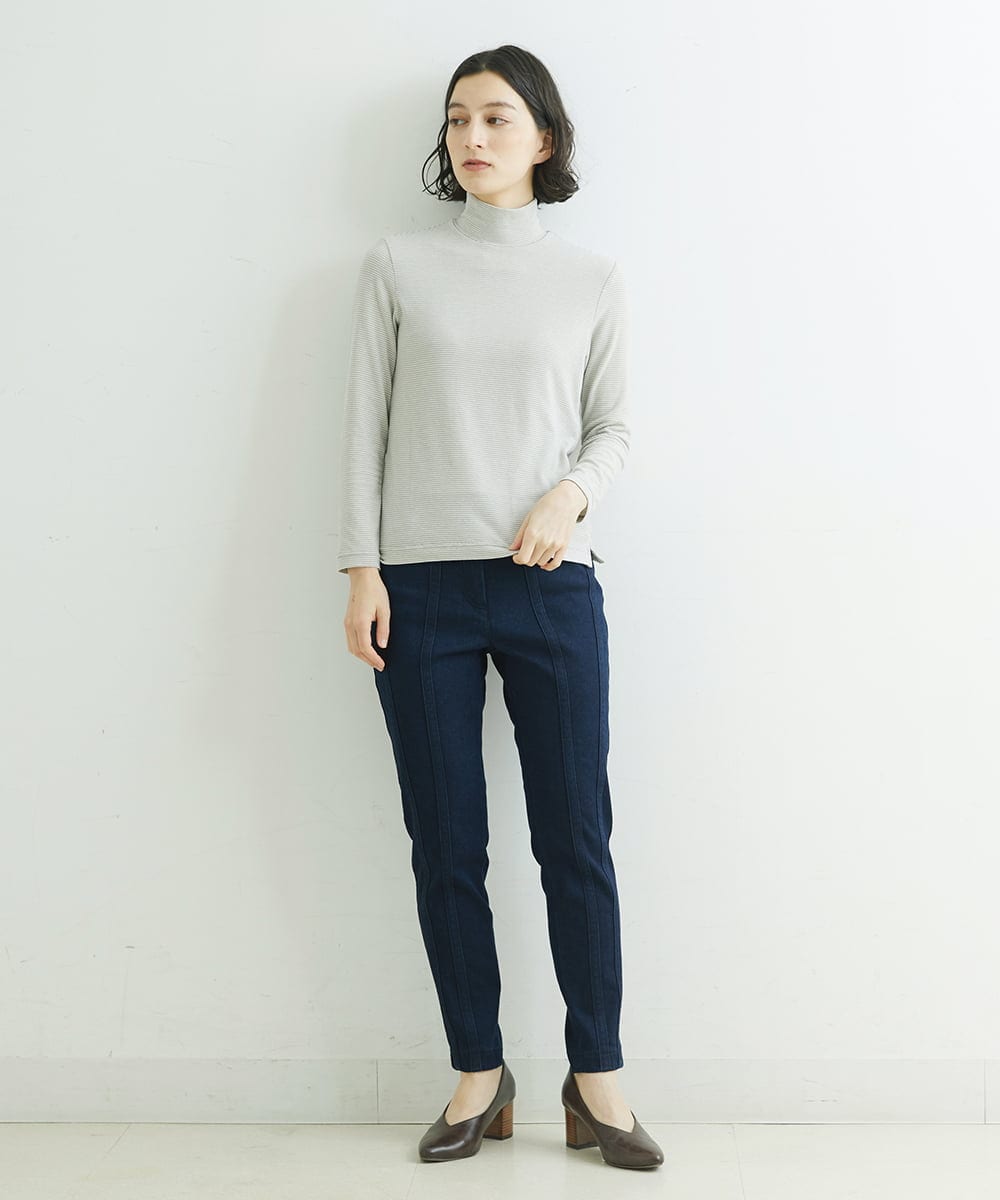 NHLAT21270 GIANNI LO GIUDICE(小さいサイズ)(メゾン ドゥ サンク) 裏起毛ストレッチスリムパンツ グリーン