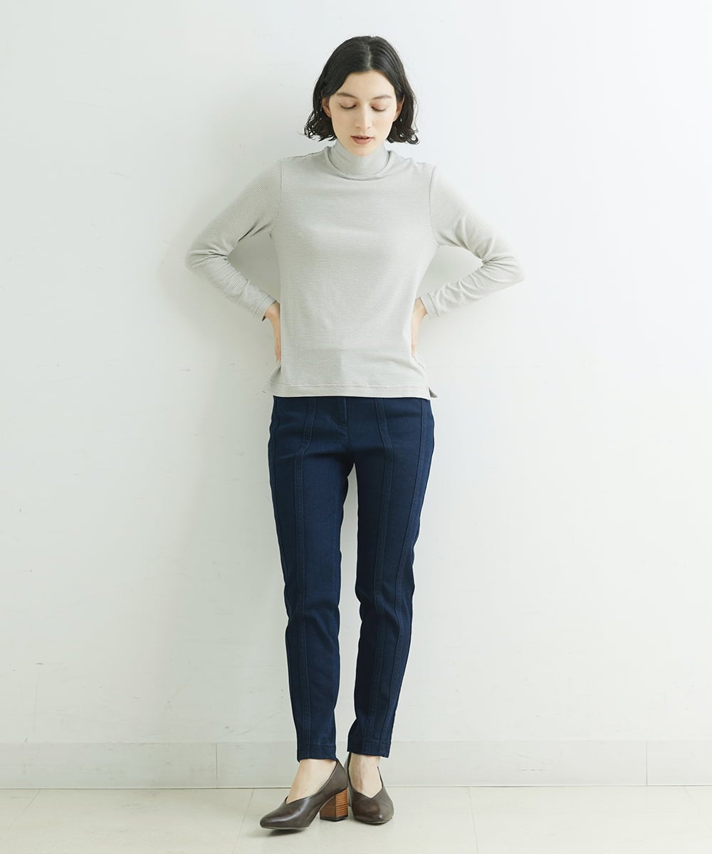 NHLAT21270 GIANNI LO GIUDICE(小さいサイズ)(メゾン ドゥ サンク) 裏起毛ストレッチスリムパンツ グリーン