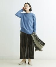 NHLAT22270 GIANNI LO GIUDICE(小さいサイズ)(メゾン ドゥ サンク) [日本製]ベロアワイドパンツ ベージュ