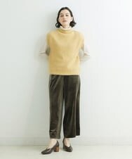 NHLAT22270 GIANNI LO GIUDICE(小さいサイズ)(メゾン ドゥ サンク) [日本製]ベロアワイドパンツ ベージュ