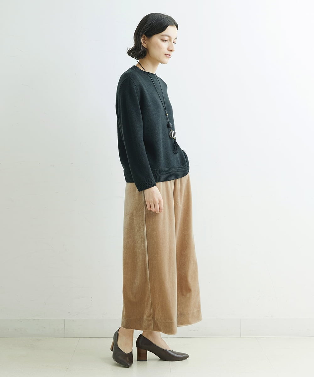 NHLAT22270 GIANNI LO GIUDICE(小さいサイズ)(メゾン ドゥ サンク) [日本製]ベロアワイドパンツ ベージュ