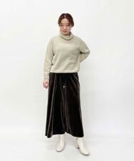 NHLAT22270 GIANNI LO GIUDICE(小さいサイズ)(メゾン ドゥ サンク) [日本製]ベロアワイドパンツ ベージュ
