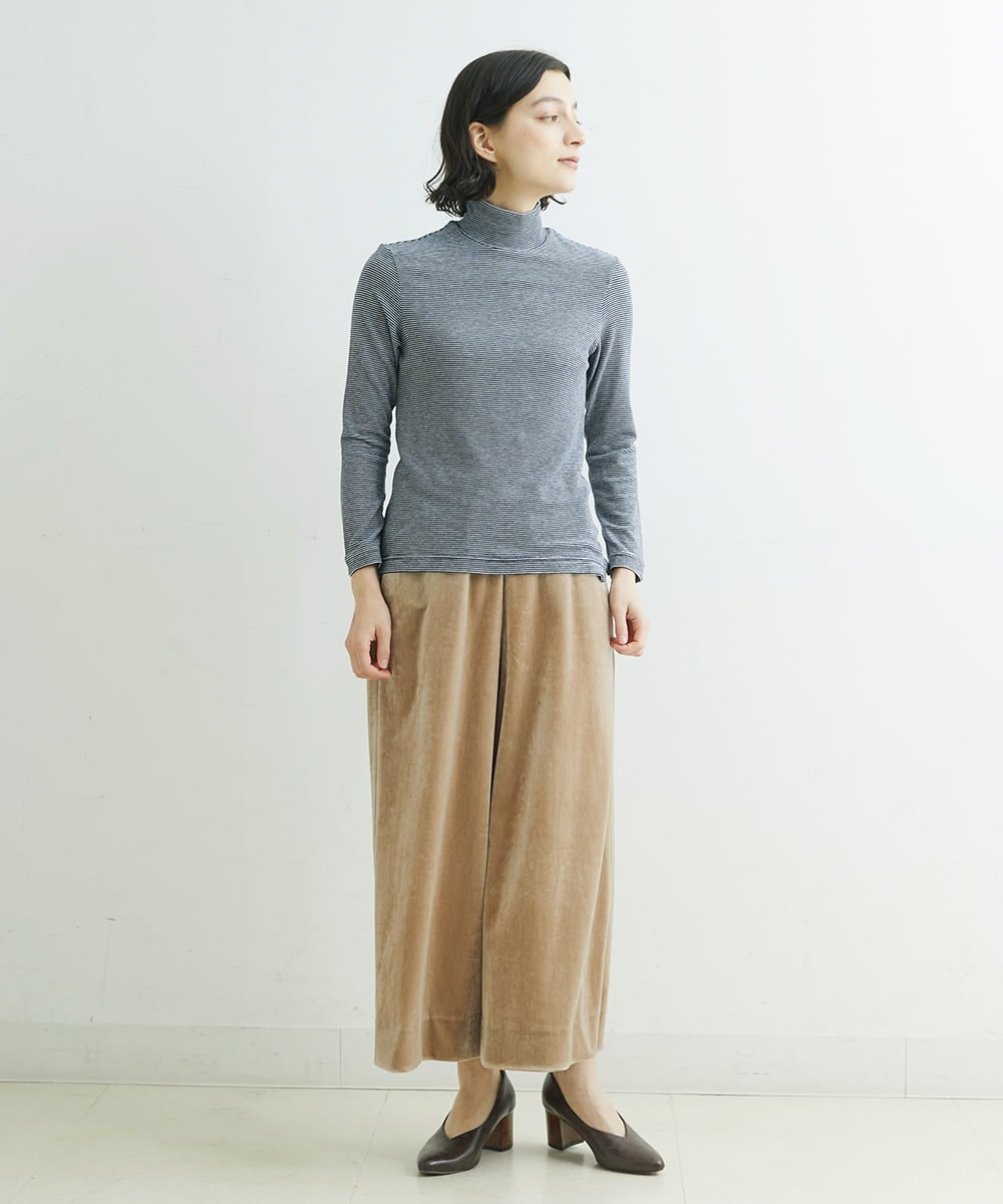 NHLAT22270 GIANNI LO GIUDICE(小さいサイズ)(メゾン ドゥ サンク) [日本製]ベロアワイドパンツ ベージュ