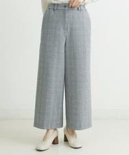 NHLAU86210 GIANNI LO GIUDICE(小さいサイズ)(メゾン ドゥ サンク) ［日本製/洗える］グレンチェックストレッチワイドストレートパンツ グレー系