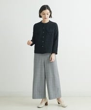 NHLAU86210 GIANNI LO GIUDICE(小さいサイズ)(メゾン ドゥ サンク) ［日本製/洗える］グレンチェックストレッチワイドストレートパンツ グレー系