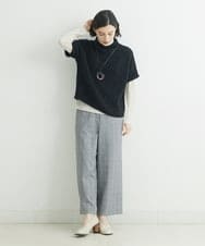NHLAU86210 GIANNI LO GIUDICE(小さいサイズ)(メゾン ドゥ サンク) ［日本製/洗える］グレンチェックストレッチワイドストレートパンツ グレー系