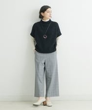 NHLAU86210 GIANNI LO GIUDICE(小さいサイズ)(メゾン ドゥ サンク) ［日本製/洗える］グレンチェックストレッチワイドストレートパンツ グレー系