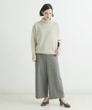 NHLAU86210 GIANNI LO GIUDICE(小さいサイズ)(メゾン ドゥ サンク) ［日本製/洗える］グレンチェックストレッチワイドストレートパンツ グレー系