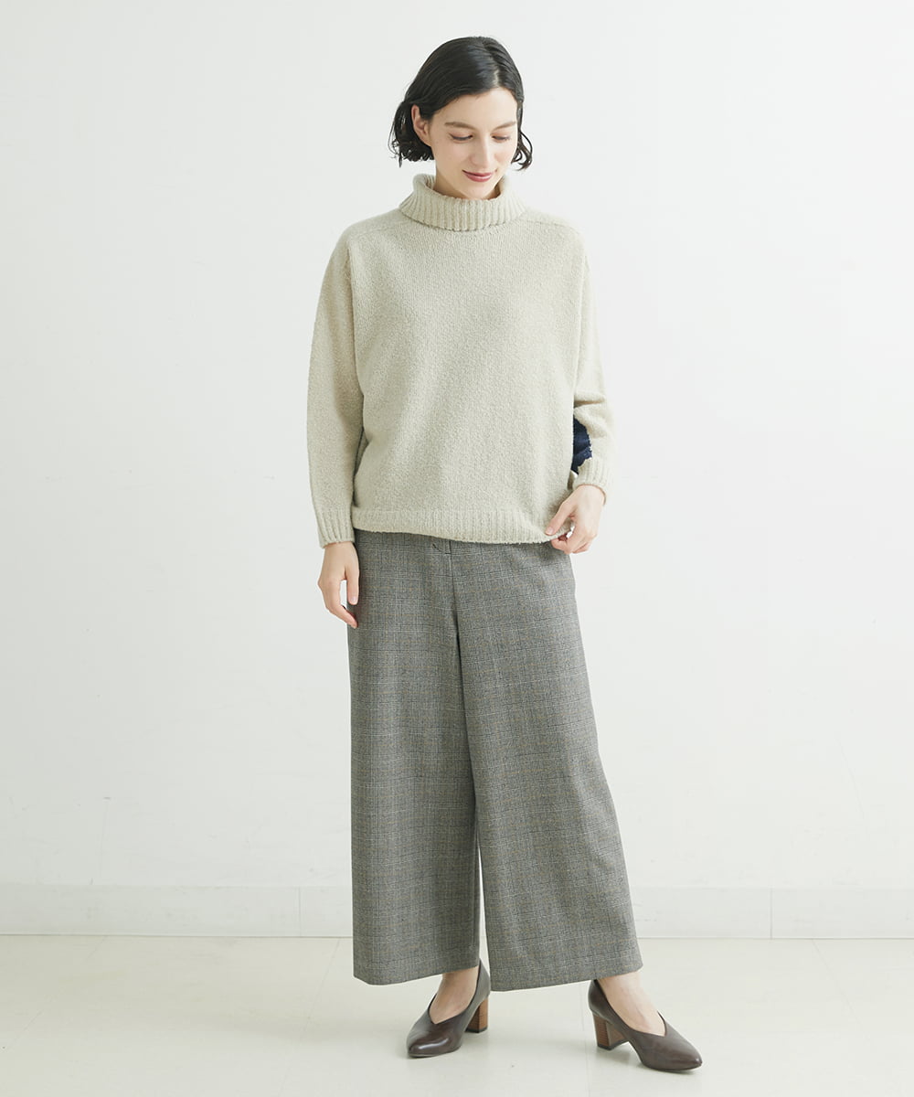 NHLAU86210 GIANNI LO GIUDICE(小さいサイズ)(メゾン ドゥ サンク) ［日本製/洗える］グレンチェックストレッチワイドストレートパンツ グレー系