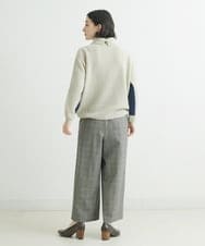 NHLAU86210 GIANNI LO GIUDICE(小さいサイズ)(メゾン ドゥ サンク) ［日本製/洗える］グレンチェックストレッチワイドストレートパンツ グレー系