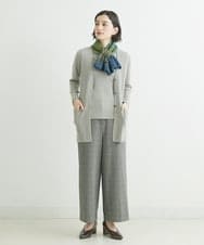 NHLAU86210 GIANNI LO GIUDICE(小さいサイズ)(メゾン ドゥ サンク) ［日本製/洗える］グレンチェックストレッチワイドストレートパンツ グレー系
